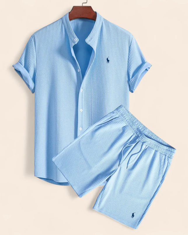 Linen Two-Piece Set Blue Men Set