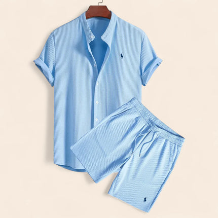 Linen Two-Piece Set Blue Men Set