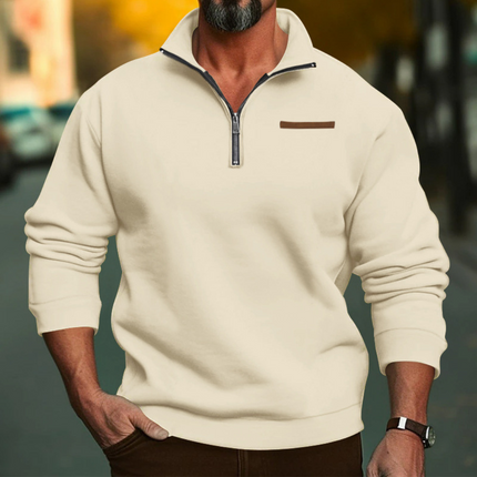 Winter Fleece Half-Zip Pullover Beige Sweaters