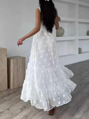 Flower Decor Pretty A-Line Layered Loose Maxi Dress Dresses