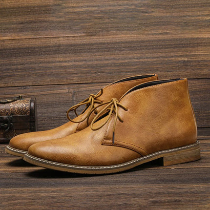 Men's Retro Leather Chukka Boots Brown Shoes