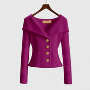 Elegant Colorful Knit Cardigan Purple Cardigan