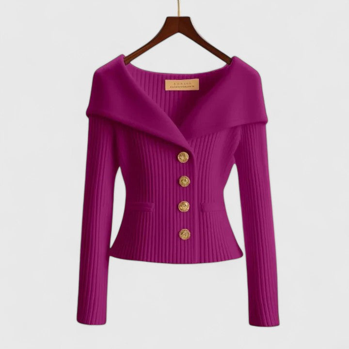 Elegant Colorful Knit Cardigan Purple Cardigan