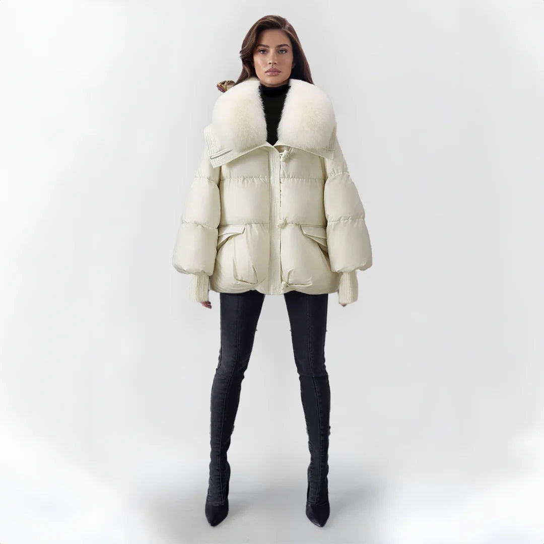 Stylish Winter Coat with Luxury White Parka jacket