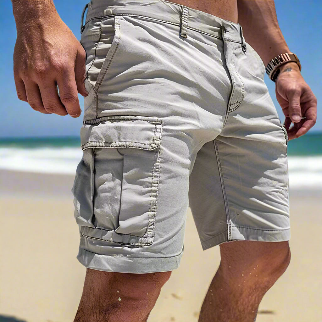 Men's Cargo Short Pants Made from High-Quality Cotton Gray Men Shorts