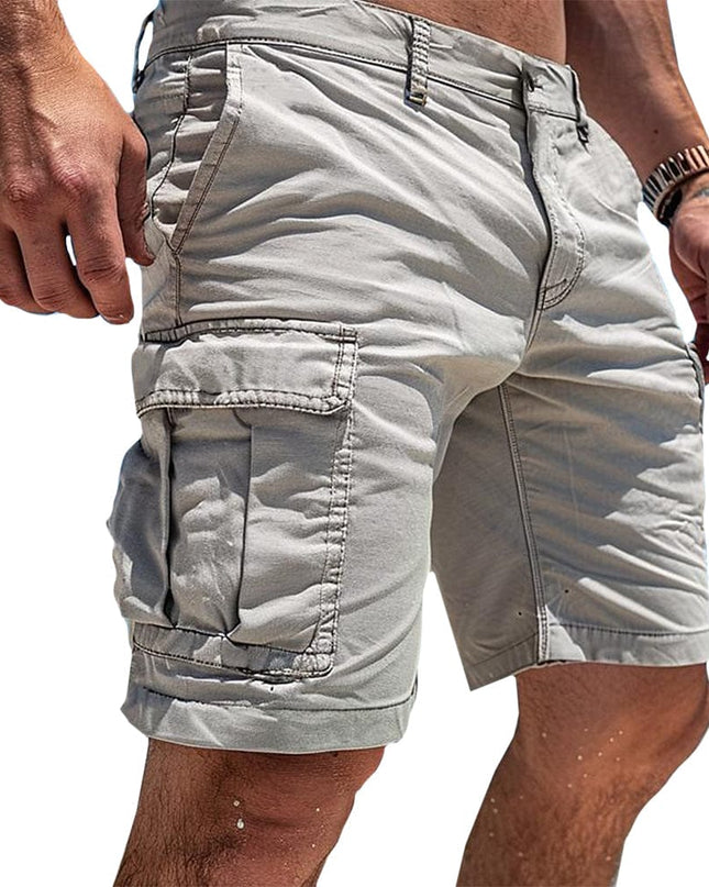 Men's Cargo Short Pants Made from High-Quality Cotton Gray Men Shorts