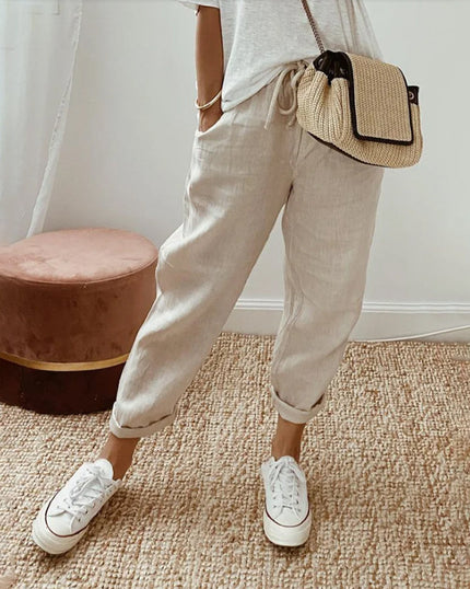 Bali - Elegant Cotton Pants Beige Pants