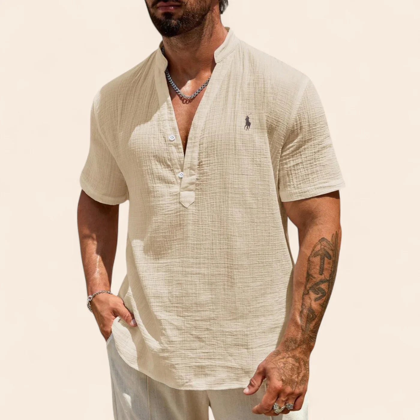 Luxury Linen Summer Shirt Beige Men Shirts
