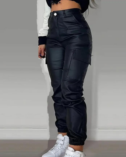 Ayla | Cargo Leather Pants Broeken