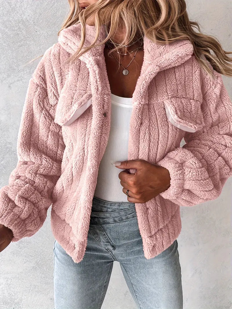 HINA™ - SOLID SINGLE BREASTED FUZZY COAT