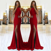 Elegant Long Evening Dress for Women – Formal Maxi Gown with Long Sleeves Red Dresses