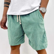 Men’s Corduroy Drawstring Shorts Light Green Men Shorts