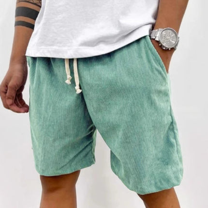 Men’s Corduroy Drawstring Shorts Light Green Men Shorts