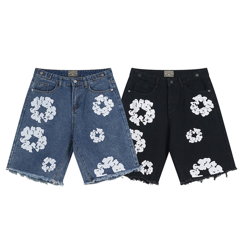 Embroidered Denim Shorts for Men and Women Shorts