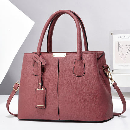 Women’s Large-Capacity PU Leather Tote & Crossbody Bag Rubber Pink 30x21x13 Bag