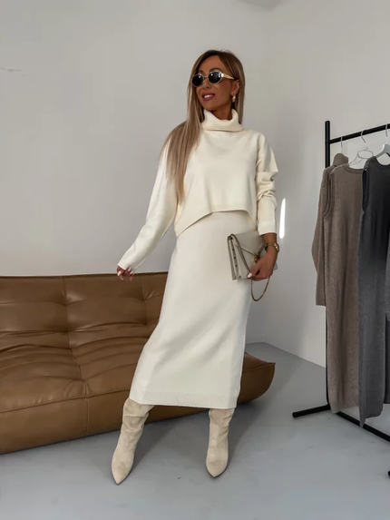 Leona | Elegant Warm Set Cream Dress