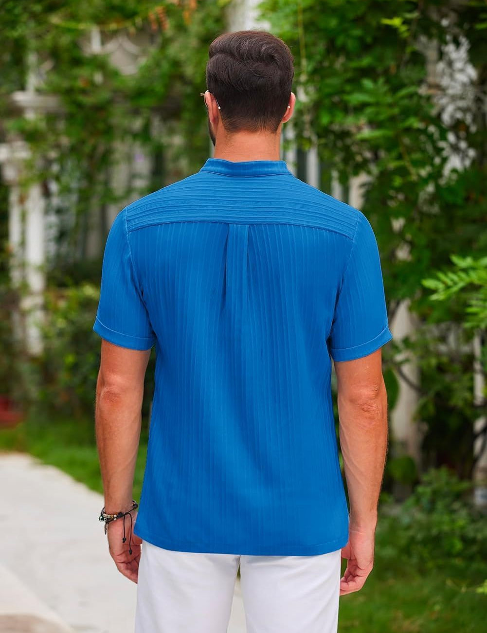 Men's Summer Stand Collar Button Short Sleeve Polo Shirt Polo Shirts