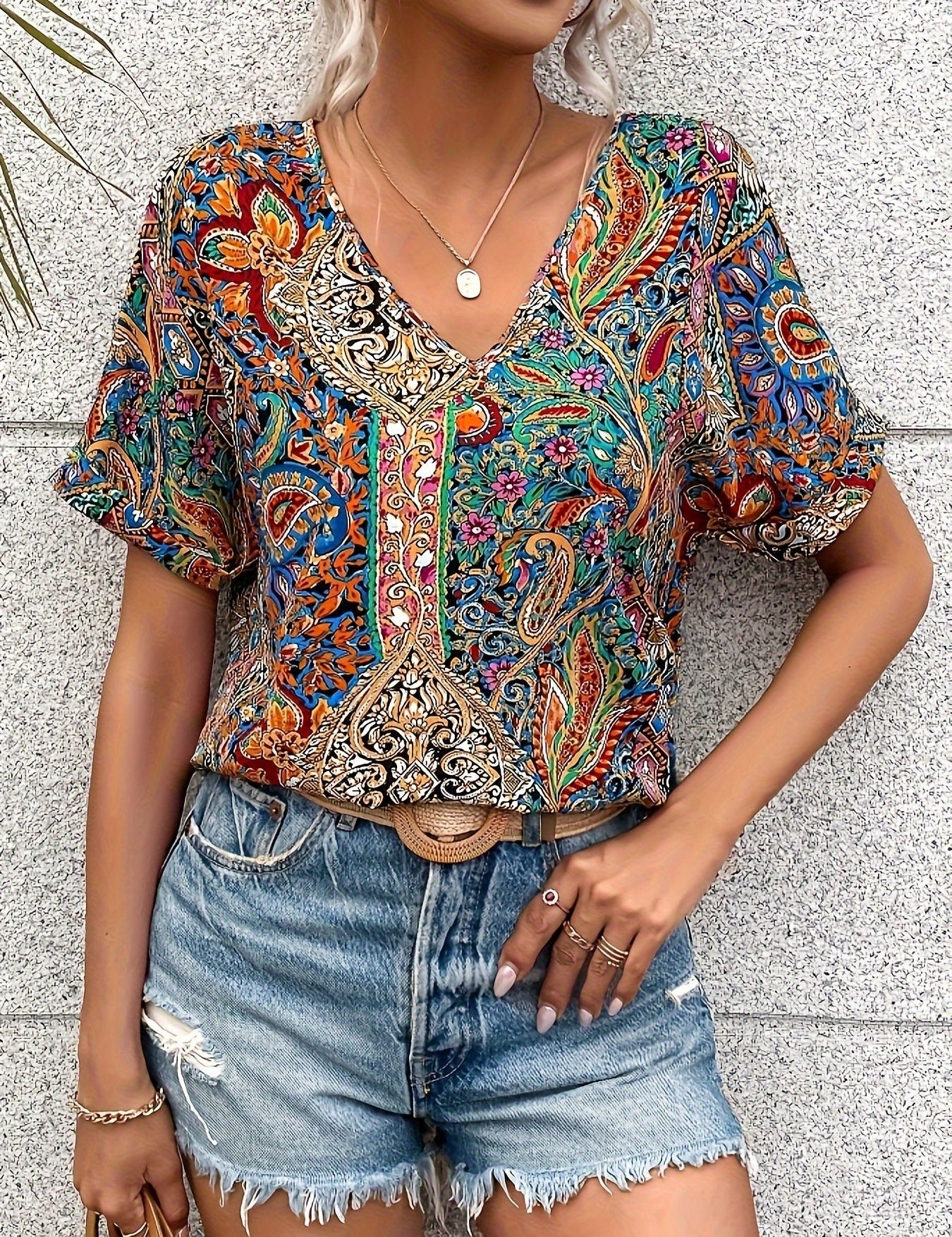 Vintage Paisley Blouse Mixed Colour Women Blouse