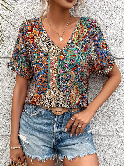 Vintage Paisley Blouse Mixed Colour Women Blouse