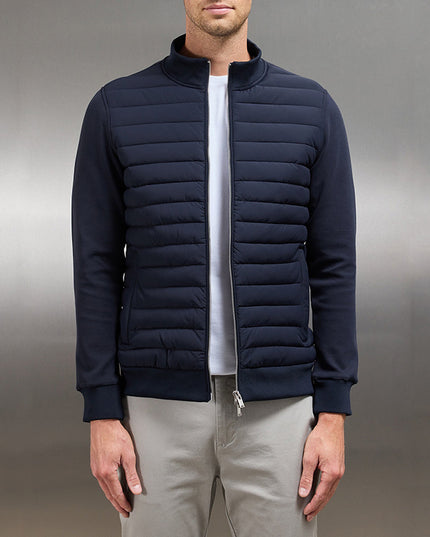 Lightweight Stand Collar Coat for Men - Fashion Knitted Winter Jacket Navy Blue Men Jacket
