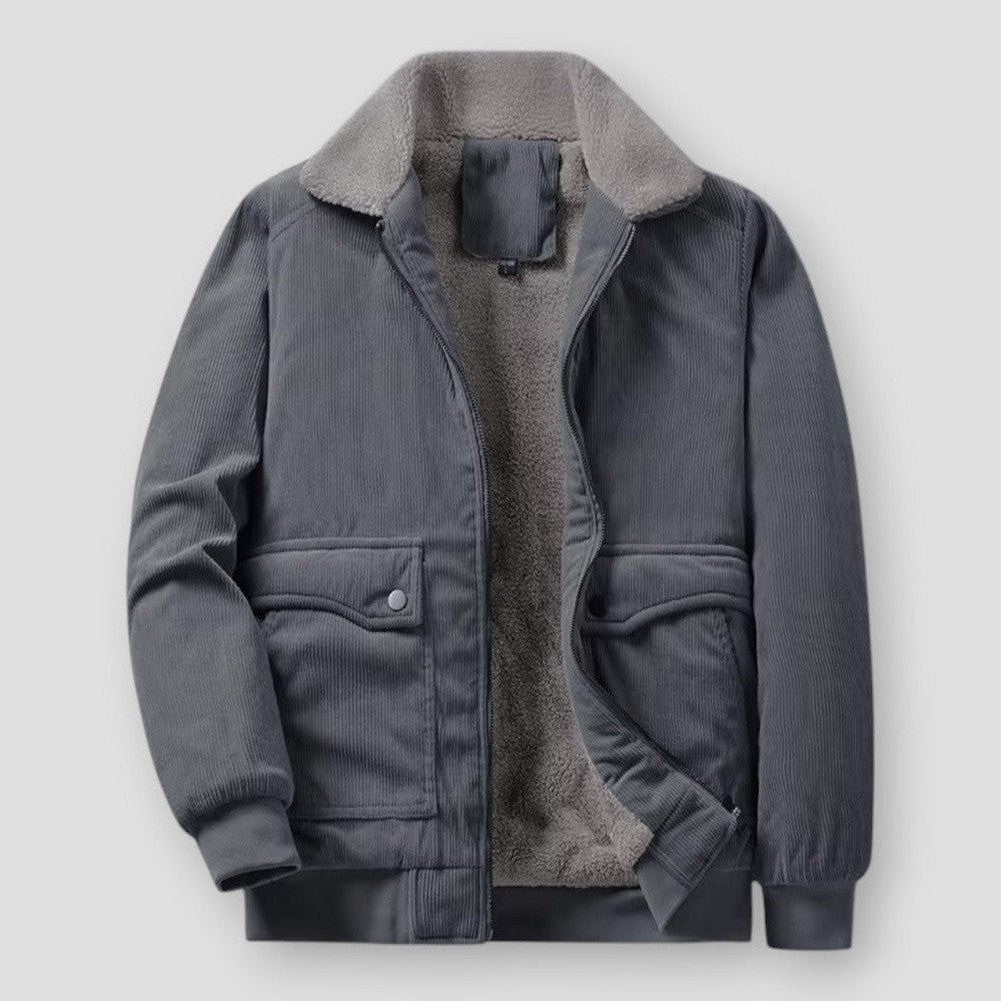 Vintage Corduroy Sherpa-Lined Jacket Grey Jackets