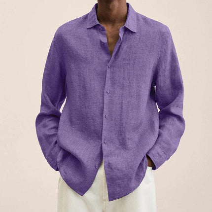 Men's Elegant Linen Shirt Purple Shirts