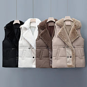 Elegant Layering Vest – Faux-Fur Collar Puffer Women's Jacket