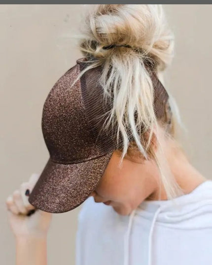 High Ponytail Baseball Cap for Women Glitter koffee Caps