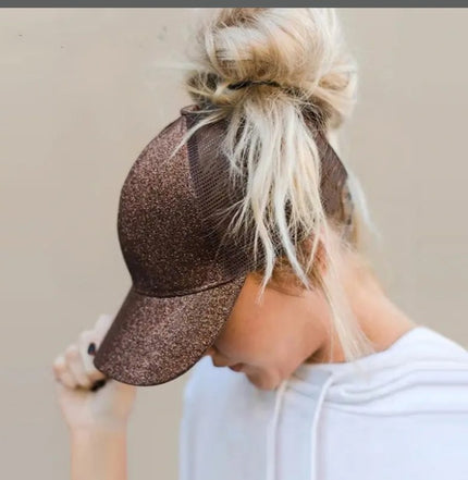 High Ponytail Baseball Cap for Women Glitter koffee Caps