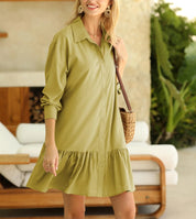 Demy™ | Laidback Luxe Button Shirt Dress Light Green Dress