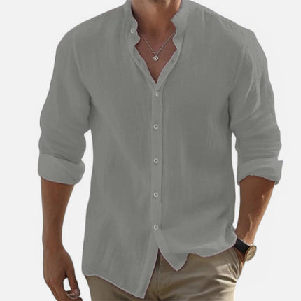 Men’s Cotton-Linen Beach Shirt Grey Shirt