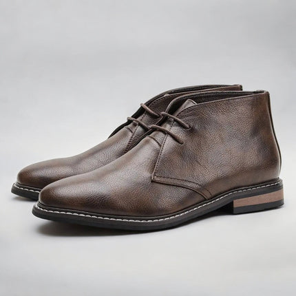 Men's Retro Leather Chukka Boots Dark Brown Shoes