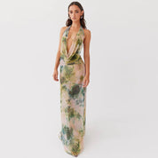 2-Piece Tie-Dye Halter Maxi Dress Set Dresses