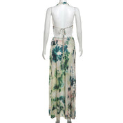 2-Piece Tie-Dye Halter Maxi Dress Set Dresses