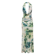 2-Piece Tie-Dye Halter Maxi Dress Set Dresses