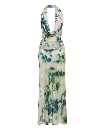 2-Piece Tie-Dye Halter Maxi Dress Set Dresses