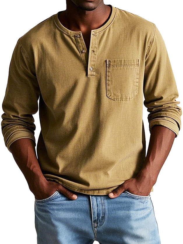 Archer Classic Henley Shirt Khaki Men's shirts