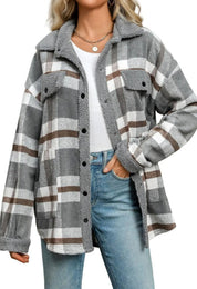 Women's Cozy Plaid Fleece Jacket Fleece Jacket