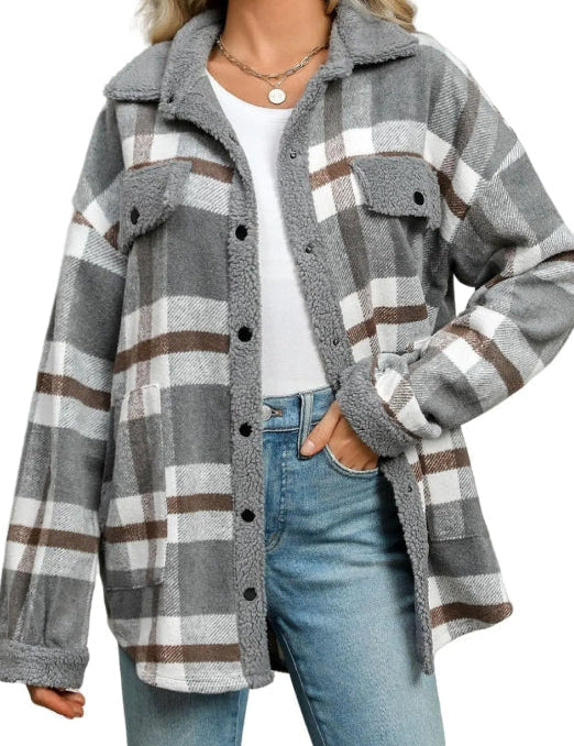 Women's Cozy Plaid Fleece Jacket Fleece Jacket