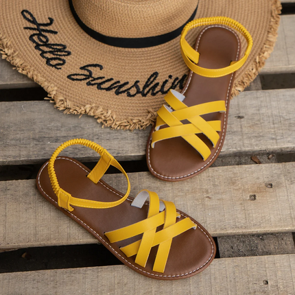 Open Toe Strappy Gladiator Sandals Yellow Sandals