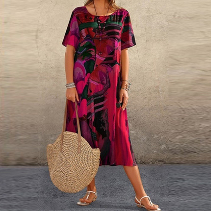 Taylor | Comfortable Floral Dress Red Dresses