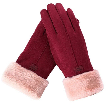 Women's Waterproof Touchscreen Winter Gloves Red Gloves
