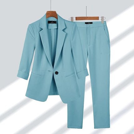 Women's Blazer & Trouser Set – Elegant Two-Piece Suit for Office & Events Blue Set Blazer