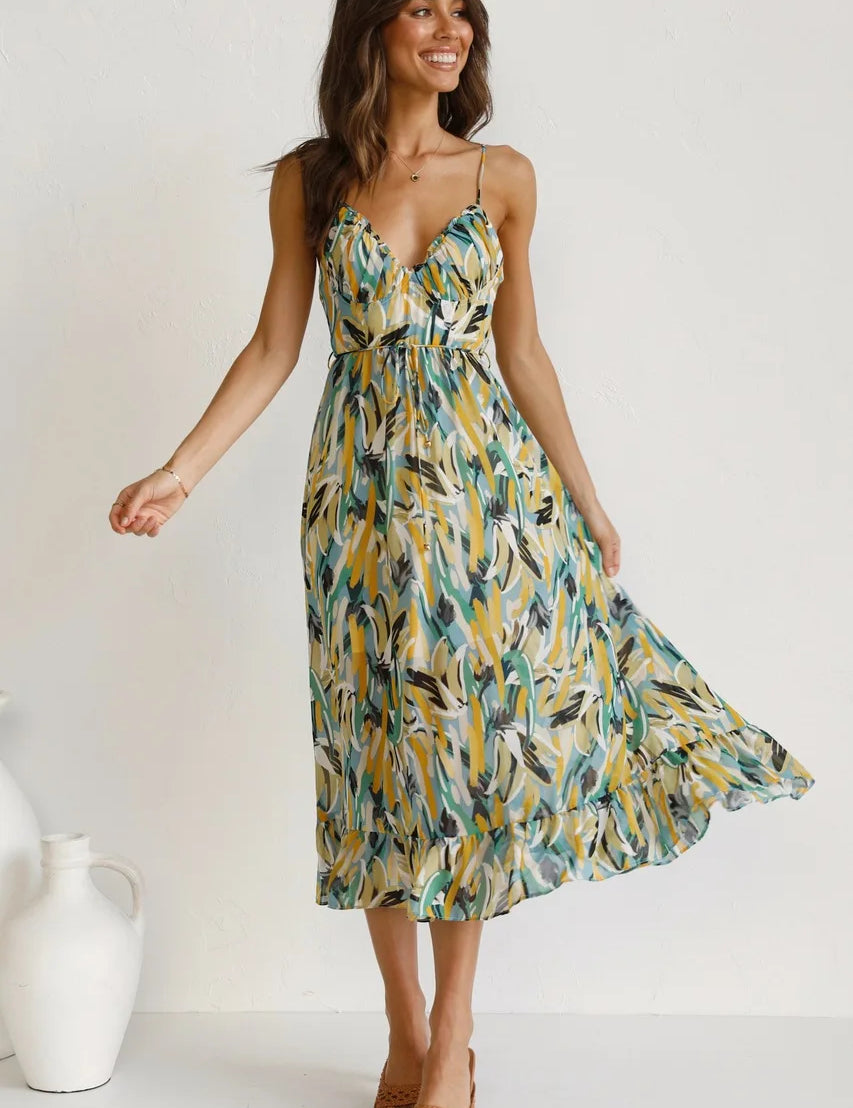 Elise™ | Colored midi dress Turquoise Dresses