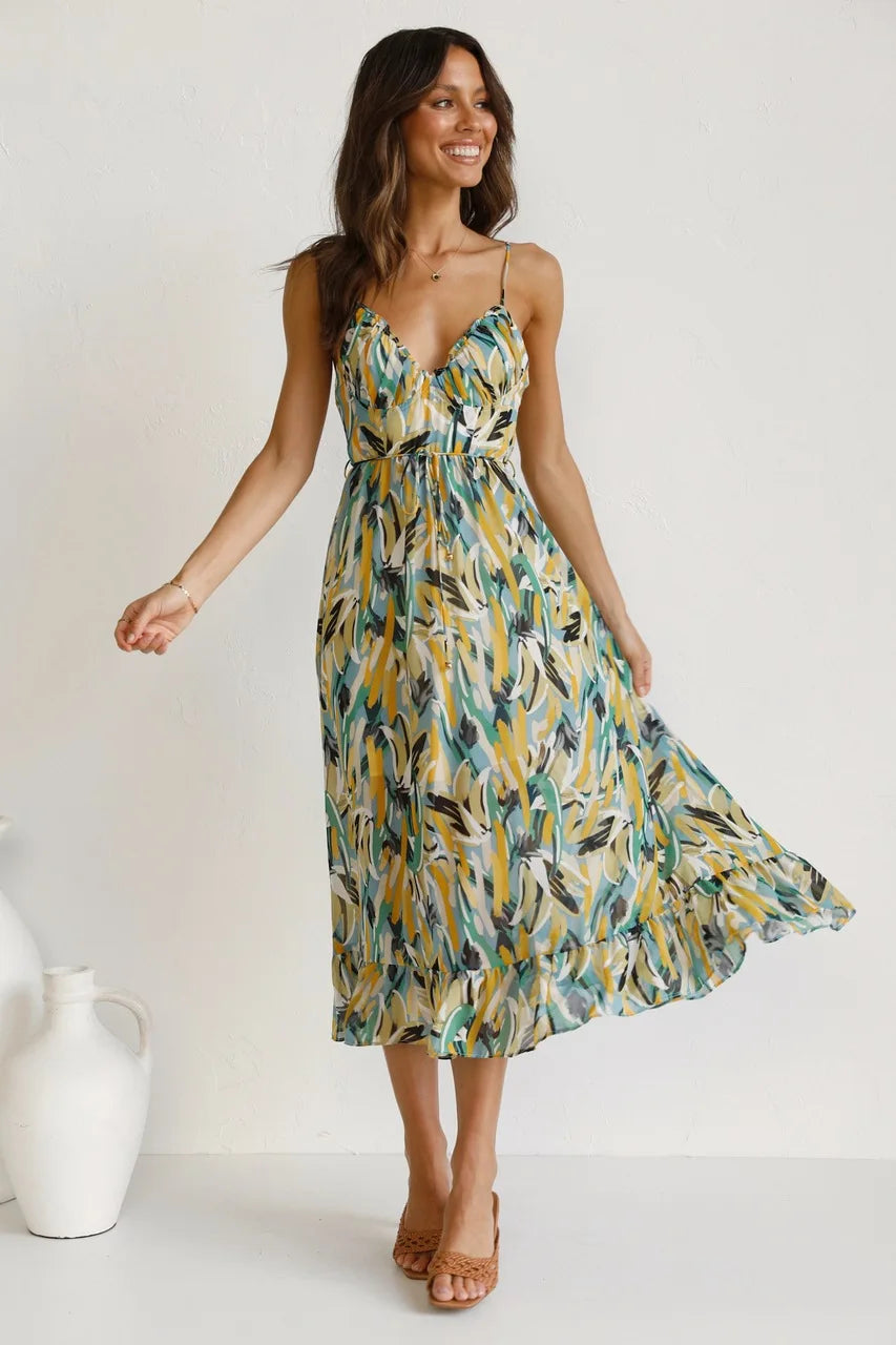 Elise™ | Colored midi dress Turquoise Dresses