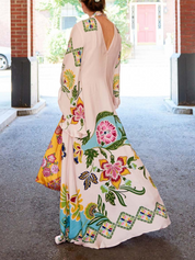 Exquisite Sunshine Floral Print Flowing Maxi Dress Dresses