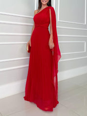 Elegant Off Shoulder Pleated Maxi Dress Dresses