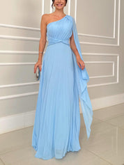 Elegant Off Shoulder Pleated Maxi Dress Dresses