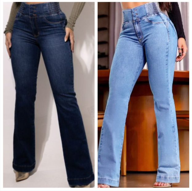 Stretch flare jeans met hoge taille 🔥Lichtblauw+Donkerblauw-Gratis verzending ?Naisten kengät