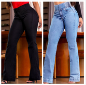 Stretch flare jeans met hoge taille 🔥Lichtblauw+zwart-Gratis verzending ?Naisten kengät